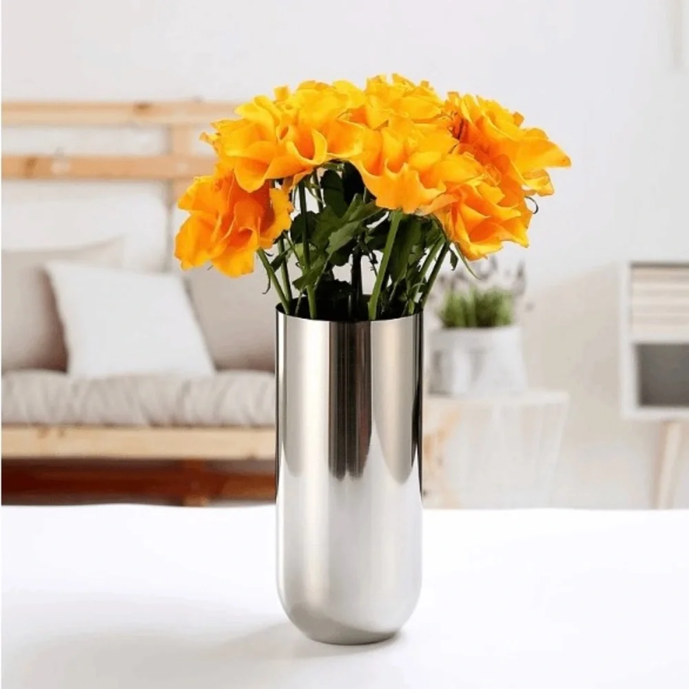 Lasting Smiles Silver Designer Modern Minimalist Vase (Very Heavy) - New In Box